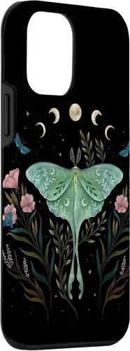 Vista 3 de Funda estética Witchy Luna Moth Flower Floral Moon Phases para iPhone 12 mini