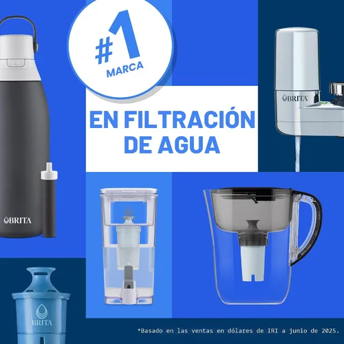Vista 9 de Botella de agua de acero inoxidable Brita Premium con filtro, sin BPA, reutilizable, aislada, reemplaza 300 botellas de agua de plástico, el filtro