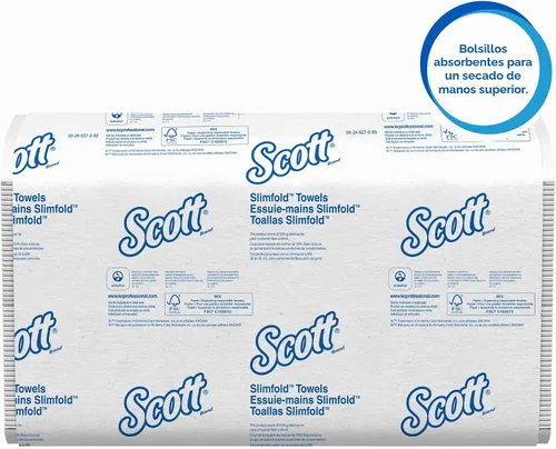 Vista 5 de Scott Professional Pro Slimfold - Toallas de papel plegadas, a granel (04442), bolsillos de absorción, color blanco, para dispensadores