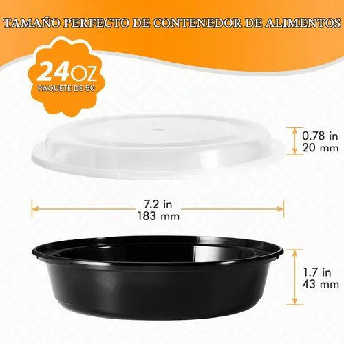 Vista 3 de MUCHII Paquete de 50 recipientes de preparación de comidas, cuencos