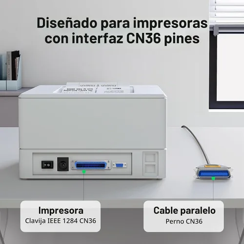 Vista 4 de UGREEN Adaptador de cable de impresora USB a puerto paralelo CN36 IEEE1284