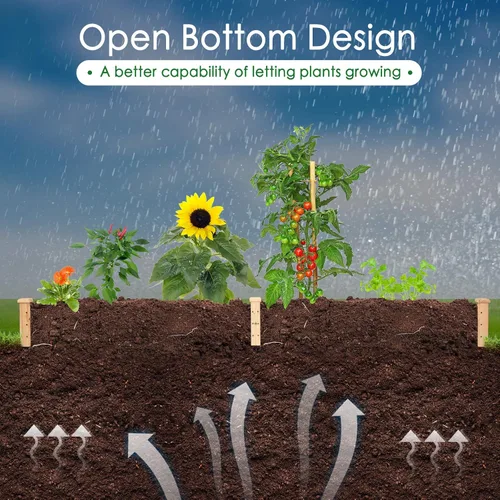 Vista 8 de Kit de jardinería Giantex, tipo cama de madera, para cultivar plantas y vegetales, Madera