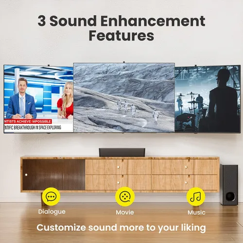 Vista 4 de Barras de sonido compactas 2.1 para TV con subwoofer, conexión HDMI ARC/Bluetooth 5.0/Óptica/AUX/RCA, control remoto, graves ajustables, montaje
