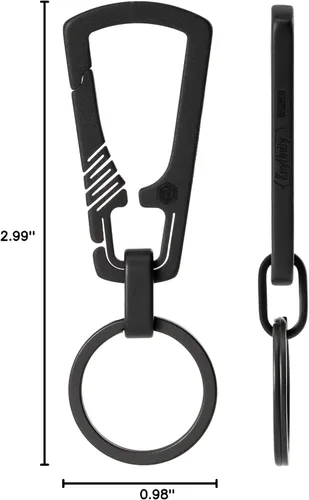 Vista 10 de Llavero con mosquetón de titanio KeyUnity, organizador EDC de liberación rápida con llavero