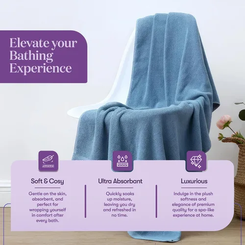 Vista 3 de TowelSelections Toallas suaves y absorbentes de algodón para baño, hotel, ducha, spa, gimnasio, toalla de baño, toalla de mano, 2 paños de baño