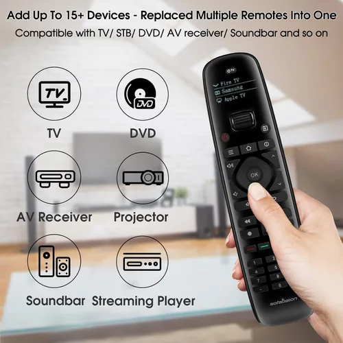 Vista 2 de SofaBaton U2 Mando a Distancia Universal con APP Personalizable, Control Remoto Inteligente Todo en Uno, Compatible con TV/Barra