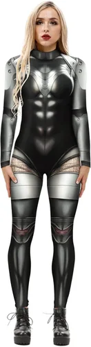 Vista 6 de Womens Hi-neck Skeleton Print Bodycon Jumpsuits Fullbody Unitard 2020#Pattern4