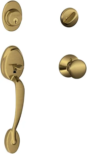Vista 22 de SCHLAGE - Manija de cilindro único Plymouth y picaporte Flair para mano izquierda, bronce envejecido (F60 PLY 716 FLA LH)
