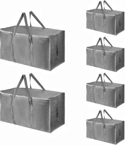 Vista 42 de Paquete de 4 bolsas de mudanza extra grandes y resistentes, bolsas de almacenamiento impermeables con asas y cremalleras, plegables para dormitorio