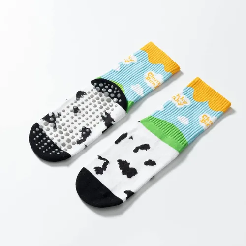 Vista 6 de Calcetines de yoga y pilates con empuñaduras para mujer, antideslizantes, coloridos, teñido anudado, acolchados, calcetines para bailar en barra