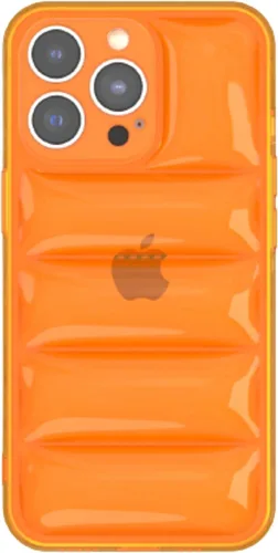 Vista 4 de FELONY CASE - Funda Puffer Naranja Neón para iPhone 12 Pro Max, Cubierta Brillante Transparente Acolchada con Parachoques a Prueba de Golpes - Funda