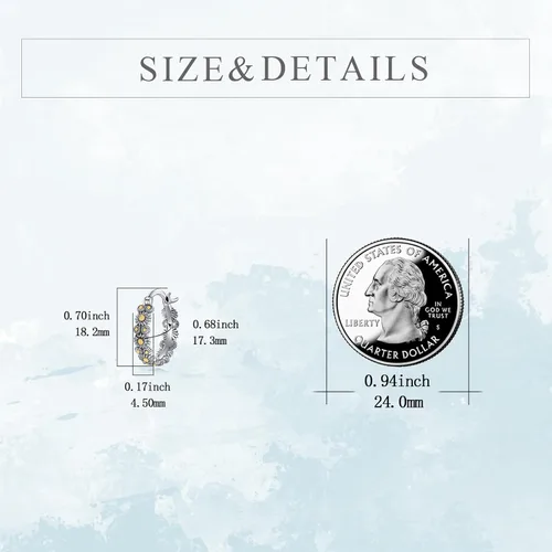 Vista 6 de POPLYKE Aretes de plata de ley con diseño de flores, pequeños aretes tipo huggie, regalo de joyería para mujer
