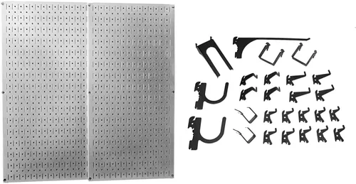 Vista 24 de Wall Control 30-P-3232B - Paquete con panel perforado de metal negro, 2 paneles anchos de 32 pulgadas de alto x 16 pulgadas de ancho, ASM-SH-1606 B