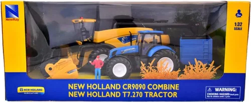 Vista 6 de New Ray Holland Cr9090 Cargo Jig + New Hollan Trailer Tractor 1/32° 05765 Verde