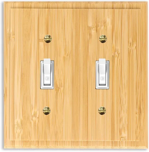 Vista 9 de Placa de interruptor de luz de palanca simple de madera maciza de 4.8 x 3.14 pulgadas, cubierta de interruptor de luz de calidad de madera cruda
