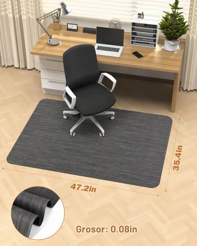 Vista 2 de Blvornl Alfombrilla para Silla de Oficina para Suelo de Madera Dura, 35.4"×47.2" Alfombrilla de Escritorio para Computadora para Madera Dura Negro