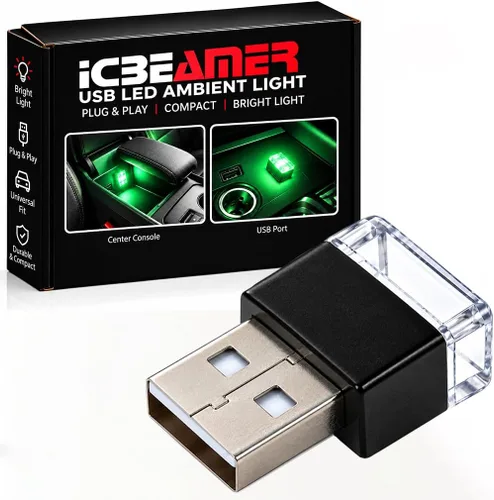 Vista 14 de ICBEAMER Paquete de 1 luz LED USB mini (rojo) Kit de iluminación de acento interior/nano para coche, enchufe directo, iluminación ambiental