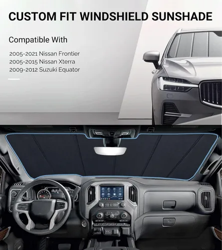 Vista 2 de Pigenius Parasol para parabrisas para Nissan Frontier 2005-2021, Xterra 2005-2015, para Suzuki Equator 2009-2012 - Salvaguarda