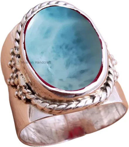 Vista 4 de Anillo de plata de ley 925 con piedras preciosas ovaladas auténticas, hecho a mano, hermoso regalo de Navidad para ella