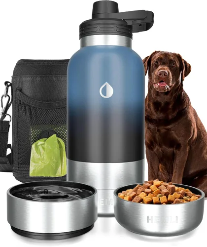 Vista 22 de Botella de agua para perros, botella de agua de viaje aislada para perros, dispensador de botellas de agua para mascotas de acero inoxidable
