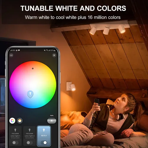 Vista 7 de Zigbee - Bombillas inteligentes GU10, compatibles con Hu*e*, Alexa y Google y ConBee (requiere concentrador), 5 W (50 W), bombilla LED WiFi