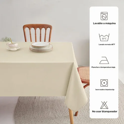 Vista 7 de Romanstile Mantel rectangular – Impermeable y resistente a las arrugas, mantel de poliéster lavable para cocina, comedor, fiesta, boda, uso en Beige