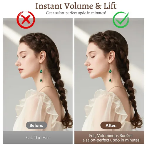Vista 2 de 70 bultos de pelo Updo de 5 pulgadas, kit de inserción de volumen accesorios con 20 alfileres, 20 pines en forma de U, 2 clips de pico de pato, 3