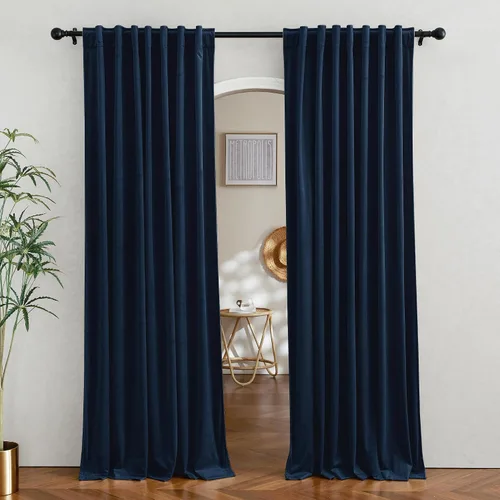 Vista 20 de RYB HOME Cortinas 100% opacas de terciopelo blanco para dormitorio, pestaña trasera y bolsillo para barra, aislamiento térmico, cortinas