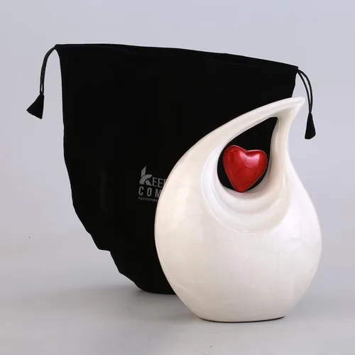Vista 21 de Gran urna de lágrima negra con corazón plateado para cenizas humanas masculinas - Urnas para hombres y mujeres adultos - Urnas de cremación