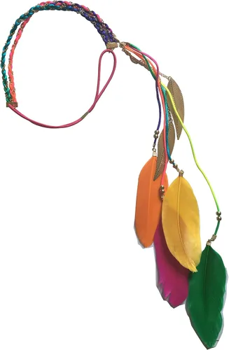 Vista 3 de Diadema Plumas Mujeres Niñas Elástico Trenzado Hoja De Perlas De Pelo Borlas Ropa