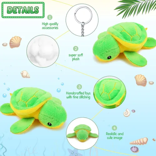 Vista 4 de HyDren 24 piezas de juguete de tortuga pequeña de peluche a granel, tortuga marina suave de peluche, tortuga adorable de peluche, juguete