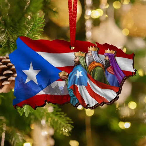 Vista 11 de FLAGWIX Regalos de Navidad de Puerto Rico para mujeres y hombres, adornos de madera 2025 para decoración de árboles, adorno de Navidad de Puerto