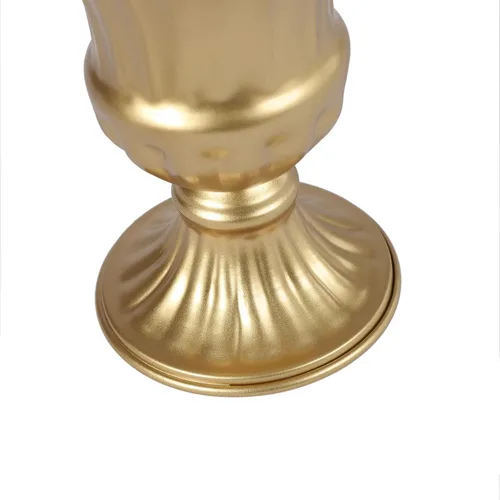 Vista 5 de 10 jarrones de trompeta de metal dorado, elegantes centros de mesa de boda, arreglos florales artificiales altos para decoración de bodas, ceremonia
