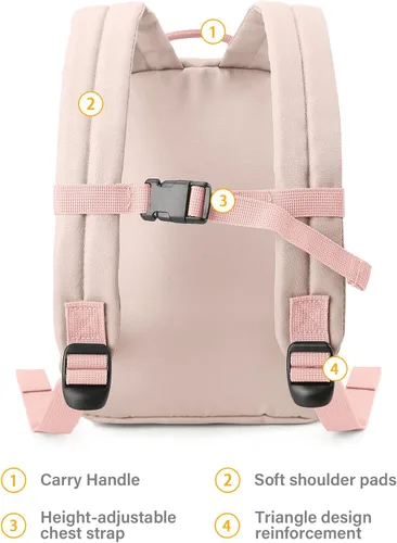 Vista 4 de mommore Mochila con correa para niños pequeños de 1 a 3 años, mochila de bebé para niños y niñas, mochila preescolar pequeña