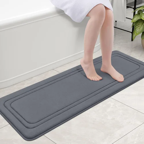 Vista 76 de Grandaily Alfombra de Baño de Espuma Viscoelástica 24x16, Ultra Suave, Antideslizante y Absorbente, Alfombras de Baño Lavables a Máquina y Secables