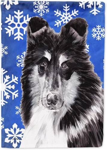 Vista 205 de Caroline's Treasures SC9374GF Bulldog English Snow flakes Holiday Garden Flag Buzón Bandera decorativa para patio exterior, patio, obras de arte