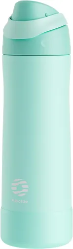 Vista 24 de FJbottle Botella de agua aislada de acero inoxidable, 24 onzas, sin popote, botella de agua deportiva a prueba de fugas con asa ajustable para Azul