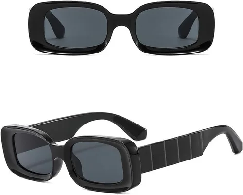 Vista 5 de Thick Rectangle Sunglasses Retro 90s Style for Women and Men Small Chunky Square Design