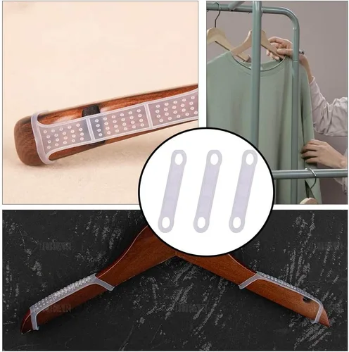 Vista 6 de 50 ganchos antideslizantes de terciopelo para colgar ganchos de goma transparentes para perchas de madera y plástico