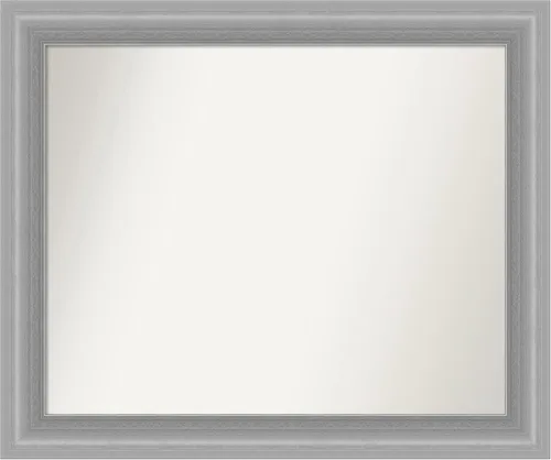 Vista 339 de Amanti Art Espejo de baño plateado para sobre el fregadero, 24 x 24 pulgadas, espejo cuadrado de peltre forjado a medida, marco de madera casual