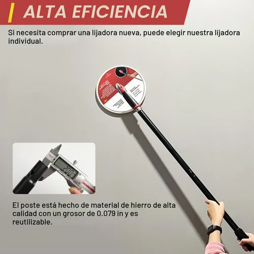 Vista 4 de SCOTTCHEN Lijadora de Poste para Paneles de Yeso, Lijadora Radial de 9 Pulgadas con Poste Redondo de Extensión de 47 Pulgadas para Pared Seca