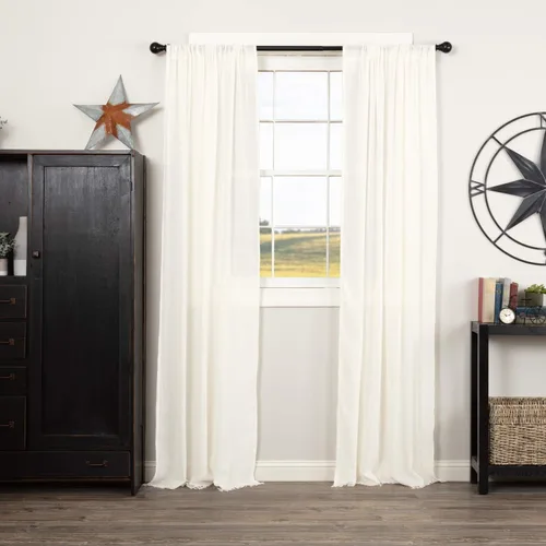 Vista 11 de VHC Brands Juego de 2 cortinas blancas antiguas con flecos, de algodón, para sala de estar o dormitorio, 63 x 36 pulgadas Anitque Blanco