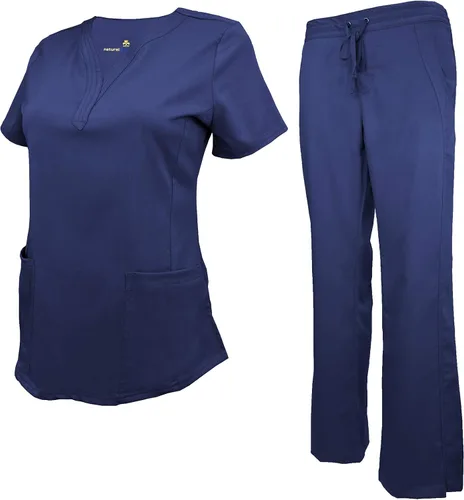 Vista 2 de Natural Uniforms Conjunto de uniforme médico ultra suave con cuello en Y para mujer 8200-9200