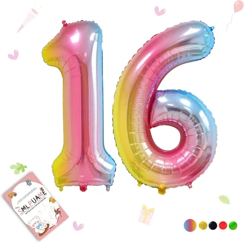 Vista 195 de Globos grandes de 40 pulgadas de números del 0 al 9, globos numéricos para decoración de fiesta de cumpleaños, globos de helio de aluminio