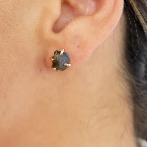 Vista 86 de Aretes de piedra preciosa natural en bruto con oro rosa sobre plata de ley 925, 6 a 0.276 in, regalo de piedra de nacimiento de calidad genuina