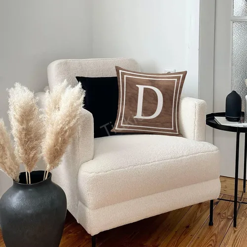 Vista 5 de Funda de almohada decorativa con diseño de letras blancas y monograma D, para sofá, dormitorio, automóvil, 16 x 16 pulgadas