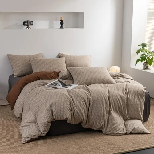 Vista 8 de INFLAG Funda de edredón tamaño individual, juego de ropa de cama a rayas de 3 piezas, 100% microfibra de lujo, suave, 1 funda de edredón de 66 x 90
