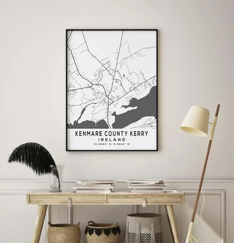 Vista 8 de Mapa de Kenmare County Kerry, Irlanda, Light 2 (12x16)