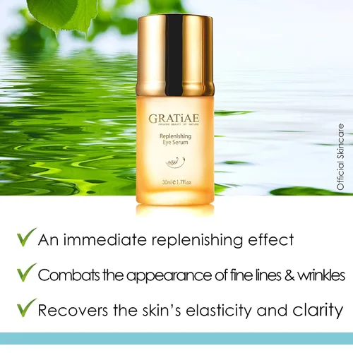 Vista 2 de Gratiae Suero de ojos orgánico reabastecedor - Cuidado cosmético de los ojos con vitamina E, 1.02 fl oz