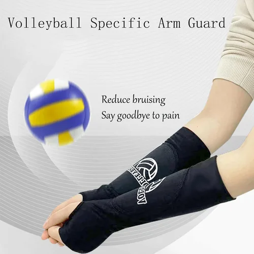 Vista 5 de 2 pares de mangas de brazo temáticas de voleibol con protección acolchada para el codo